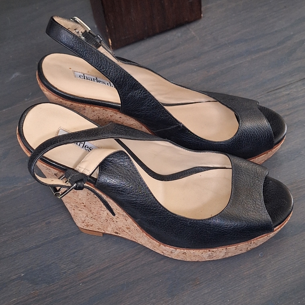 Charles By Charles David Black and Tan Wedge Shoes 8.5 - Picture 7 of 11